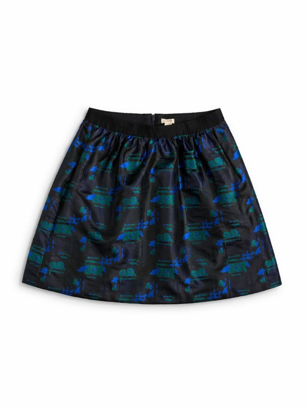 J.Crew NWT Black + Blue-Green Pattern Skirt- Size 8, Office Ready